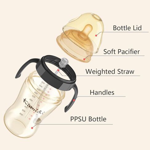 PPSU Weaning Bottles Baby Bottle, Baby Bottle with Natural Response Nipple, Medium Flow Nipple,10 oz/300ml, 4-8 Months - Anti Colic Baby Bottle with Wide Neck in Saudi Arabia