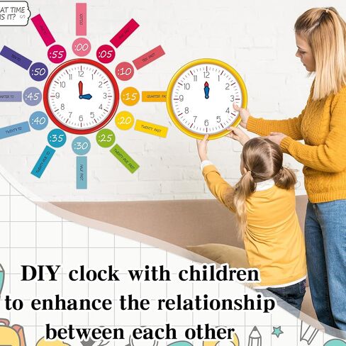 Kosiz 55 Pcs Telling Time Bulletin Board Kit Learn to Tell Time Practice Clock Teaching Clock for Kids Analog Clock Number Labels 1st 2nd 3rd Grade Classroom Must Haves for Home Classroom Supplies in Saudi Arabia