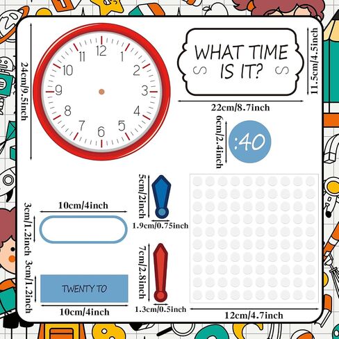 Kosiz 55 Pcs Telling Time Bulletin Board Kit Learn to Tell Time Practice Clock Teaching Clock for Kids Analog Clock Number Labels 1st 2nd 3rd Grade Classroom Must Haves for Home Classroom Supplies in Saudi Arabia