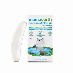 MAMAEARTH Moisturizing Baby Bathing Soap Bar | Pamper Delicate Skin with Goat Milk, Oatmeal & Shea Butter | SLS & Paraben Free | 5.5 pH | 2.64 Oz (75g x 2)