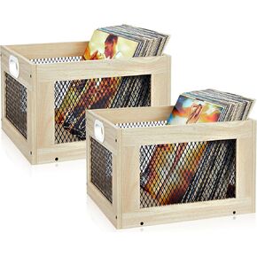 2 Pack Albums Storage for Vinyl Records, Durable and Reliable Record Crates for Vinyl, Lp Record Storage Boxes Cube Record Holder Organizers，Easy to Assemble