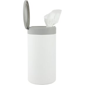 Spectrum Decorative Wipes Container (White) - Refillable Dispenser for Bathroom, Kitchen, Classroom, Countertop, & Home Storage/Stainless Steel
