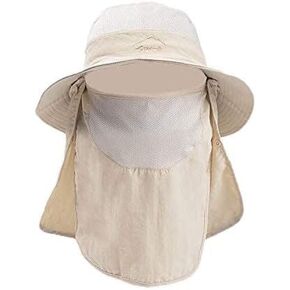 Outdoor Summer Sun Hat Wide Brim Fishing Hats for Women Men Safari Hat with Removable Face & Neck Flap