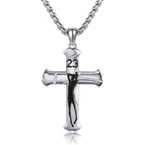 CUPENDA Saint Michael Necklace S925 Sterling Silver St Michael Cross Pendant Necklace Patron Amulet Jewelry Gifts for Men Women