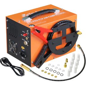 TOAUTO A1X-PRO PCP Air Compressor,4500Psi 30Mpa, Wire Spool Portable Design, Built-in Converter, Water/Oil-Free, One Button Start, Bursting disc, by 110V AC or 12V Car Battery (Manual Stop Version)