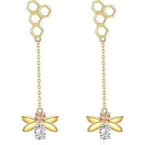 Flamingo Earrings Sterling Silver Rose-gold Flamingo Dangle Drop with Cubic Zirconia Animals Jewelry Gift for Women Girls