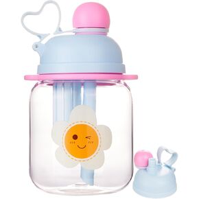 27oz Toddler Water Bottle, Tritan Sports Water Bottle with Straw, Plastic Water Bottle with Soft Strap, Kids Water Bottle for School, Includes Fruit Infuser Strainer, Leak-Proof, BPA Free, Pink