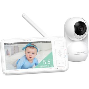 Momcozy Video Baby Monitor, 5.5" 1080P Full HD Baby Monitor with Camera No WiFi, Infrared Night Vision, 5800mAh 120-hrs Battery, ECO, VOX, 2-Way Audio, 1640ft Range, Record and Rewind Locally, BM03