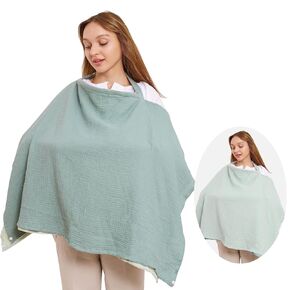 Bimocosy Muslin Nursing Cover Double-Layer for Breastfeeding, Cotton Privacy Nursing Cover Breathable Cover Up with Arch Neckline for Nursing, Nursing Apron Multi-use Car Seat Canopy Butterfly Violet