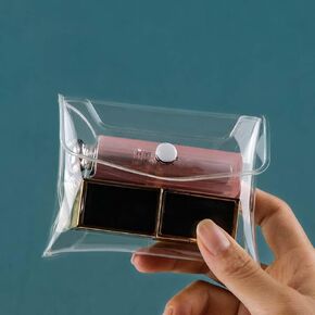 Mini PVC Makeup Bag Small Clear Plastic Cosmetic Organizer Bag Pouch with Snap Closure for Vacation Travel, Bathroom Organizing(3PCS)