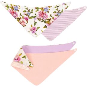 Reversible Bandana and Teether Bibs for Baby Boys & Girls - 100% Cotton Bibs Absorbent, Durable and Easy to Clean