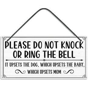 Putuo Decor Baby Sleeping Door Sign for Front Door PVC Shhh Baby Is Sleeping Do Not Knock or Ring Doorbell Door Hanger Sign No Soliciting Sign for Home Baby Room Nursery Kindergarten Decor