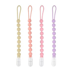 Silicone Pacifier Clip Holder, 4 Pack One Piece Soft Flexible Binky Clips Pacifier Holder Clip for Girls, baby girl newborn essentials, Teething Relief