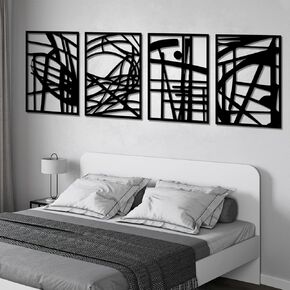Vofstand Black Metal Abstract Wall Art - Bedroom Wall Decor Minimalist Wall Decor for Living Room Bedroom Decor 3D Textured Sculptures for Home Wall Art Hanging Wall Decor