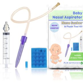 Baby Nasal Aspirator for Stuffy Nose, Baby Nose Sucker with Extra Hygiene Filters (Nose Sucker + 4 Filters)
