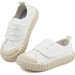 Boy's Girl's Toddlers Canvas Shoes Slip-On Lightweight Kids Sneakers Hook and Loops Casual Skin-Friendly Walking Running Shoes with Multicolor Sole (Toddler/Little Kids)