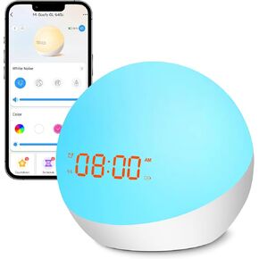 Homidy Alarm Clock for Kids, All-in-one Sleep Trainer, Toddler Alarm Clock, Portable Baby Sound Machine, Rechargeable Children’s Night Light Clock, for Bedroom (4th Gen,2024 Release) Gray