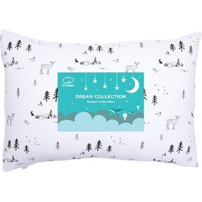 LittleHippo Toddler Pillow (13x18) with Bamboo (Viscose) Pillowcase - Hypoallergenic Pillow for Sleeping, Kids Pillow, Travel Pillow, Mini Pillow, Nursery Pillow, Toddler Bed Pillow (Celestial)