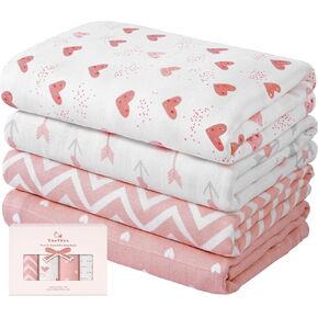 بطانيات قماط من الموسلين من يوفوس، 4 عبوات من بطانيات الاستقبال للأطفال الأولاد والبنات، بطانيات أطفال مقاس 47 × 47 بوصة، لفافة قماط محايدة 30% قطن و70% حرير صناعي من الخيزران in Kuwait