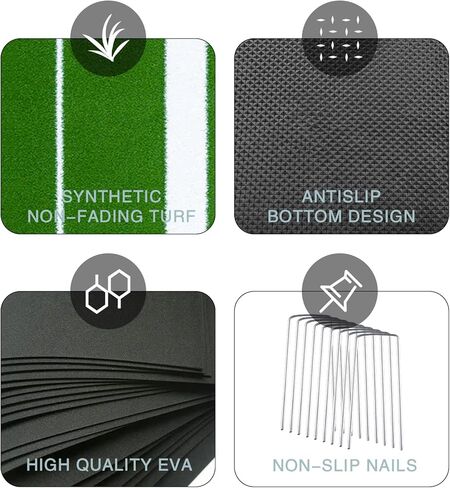 Softball Pitching Mat 10'x 3' Softball Pitching Rubber, Mound for Pitchers Indoor Outdoor Pitching Practice by Softball Pitchers, Antifade Antislip Pitch, Anti-Slip Spikes 8pcs in Kuwait