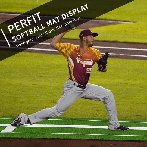 Softball Pitching Mat 10'x 3' Softball Pitching Rubber, Mound for Pitchers Indoor Outdoor Pitching Practice by Softball Pitchers, Antifade Antislip Pitch, Anti-Slip Spikes 8pcs in Kuwait