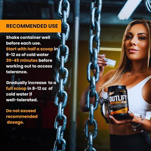 Outlift Burn Thermogenic Pre Workout Powder for Men & Women, Max Dosed 2 in 1 Performance & Weight Loss Supplement with Metabolyte Fat Burner Electrolytes, GBBGO Super Carnitine, CalorieBurn, 22 Serv in Saudi Arabia