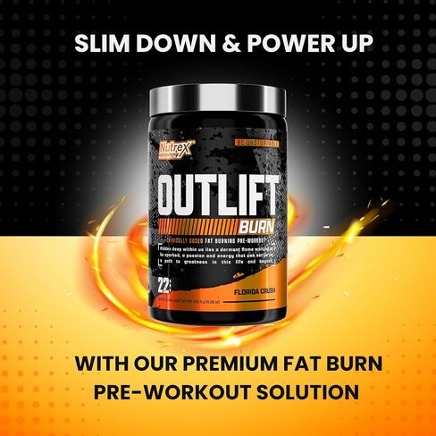 مسحوق Outlift Burn Thermogenic قبل التمرين للرجال والنساء، أقصى جرعة 2 في 1 مكمل للأداء وفقدان الوزن مع إلكتروليتات حرق الدهون الأيضية، GBBGO Super Carnitine، CalorieBurn، 22 خدمة in Kuwait