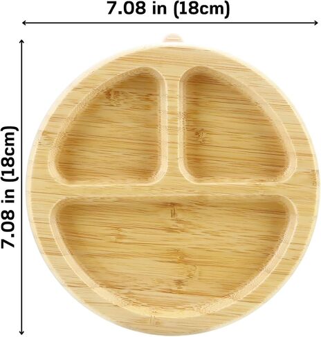 PandaEar Bamboo Suction Plate, Wooden Baby Plates with Silicone Spoons for Toddlers & Kids, Divided Non-Slip Wooden Plate Feeding Supplies in Saudi Arabia