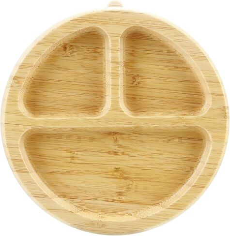 PandaEar Bamboo Suction Plate, Wooden Baby Plates with Silicone Spoons for Toddlers & Kids, Divided Non-Slip Wooden Plate Feeding Supplies in Saudi Arabia
