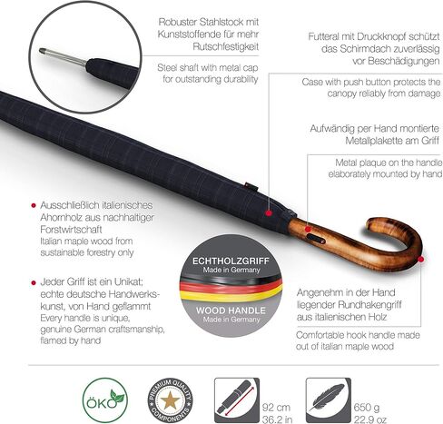Knirps S.770 Long Automatic Stick Umbrella, Straight, Lightweight, Premium, Italian Maple Wood Handle in Saudi Arabia