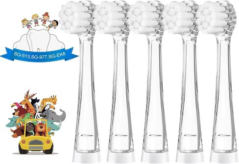 TEETECK 5 Pack Kids Toothbrush Replacement Heads Compatible with SEAGO- 513/977/EK6,Compatible with Brush-Baby WildOnes/KIDZSONIC（Not BabySonic Series）,Compatible with Dada-Tech-BB1/977/K6 in Saudi Arabia