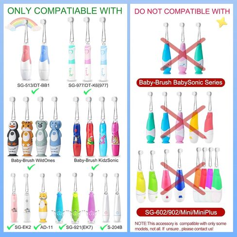 TEETECK 5 Pack Kids Toothbrush Replacement Heads Compatible with SEAGO- 513/977/EK6,Compatible with Brush-Baby WildOnes/KIDZSONIC（Not BabySonic Series）,Compatible with Dada-Tech-BB1/977/K6 in Saudi Arabia