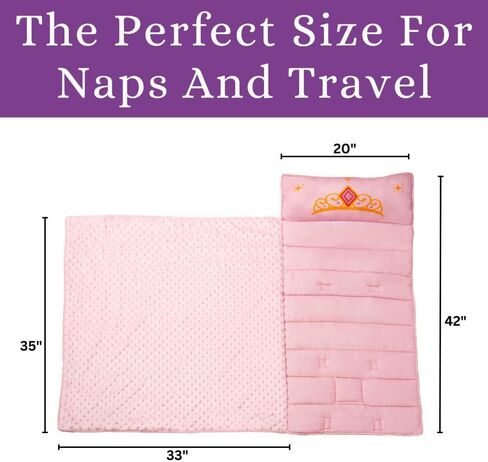 100 UNICORNS Portable Toddler Nap Mat | Sleeping Bag & Cot Alternative | Perfect Toddler Bed for Travel | includes A Cozy & Soft Blanket | Removable Pillow | Ideal for Kids in Daycare & Preschool in Saudi Arabia
