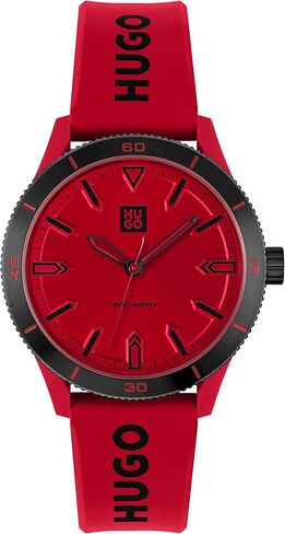 HUGO #Catch Unisex Quartz TR90 Case and Silicone Strap Watch, Color: Black (Model: 1520035) in Saudi Arabia