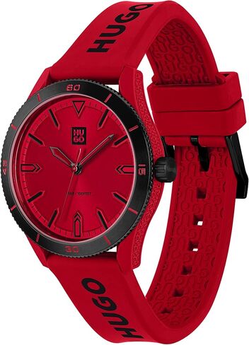 HUGO #Catch Unisex Quartz TR90 Case and Silicone Strap Watch, Color: Black (Model: 1520035) in Saudi Arabia