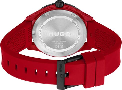 HUGO #Catch Unisex Quartz TR90 Case and Silicone Strap Watch, Color: Black (Model: 1520035) in Saudi Arabia