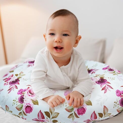 Nursing Pillow Cover, Ultra Soft Case for Baby Boy and Girls, Stretchy Removable Slipcover for Breastfeeding Pillows, Red Flower in Saudi Arabia