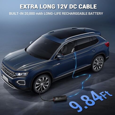 منفاخ إطارات محمول منفاخ هواء بقدرة 20000 مللي أمبير في الساعة و12 فولت تيار مستمر لإطارات الدراجة، مضخة إطارات لاسلكية أسرع 3 مرات للسيارة والدراجة والدراجة النارية والكرة مع مقياس ضغط الإطارات/أحمر in Kuwait