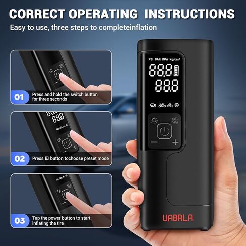 منفاخ إطارات محمول منفاخ هواء بقدرة 20000 مللي أمبير في الساعة و12 فولت تيار مستمر لإطارات الدراجة، مضخة إطارات لاسلكية أسرع 3 مرات للسيارة والدراجة والدراجة النارية والكرة مع مقياس ضغط الإطارات/أحمر in Kuwait