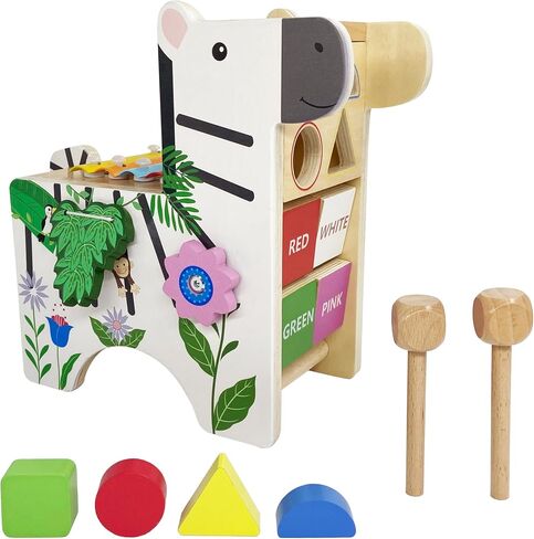 Teamson Kids Wooden Activity Cube Baby Toys, 7 in 1, Educational with Abacus, Xylophone, Bead Maze, Animal and Shapes, Age 1 Year + in Saudi Arabia