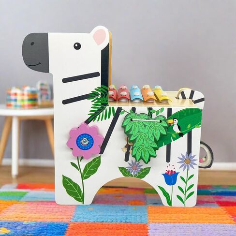 Teamson Kids Wooden Activity Cube Baby Toys, 7 in 1, Educational with Abacus, Xylophone, Bead Maze, Animal and Shapes, Age 1 Year + in Saudi Arabia