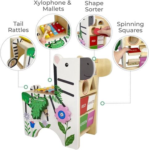Teamson Kids Wooden Activity Cube Baby Toys, 7 in 1, Educational with Abacus, Xylophone, Bead Maze, Animal and Shapes, Age 1 Year + in Saudi Arabia