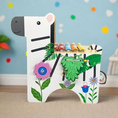 Teamson Kids Wooden Activity Cube Baby Toys, 7 in 1, Educational with Abacus, Xylophone, Bead Maze, Animal and Shapes, Age 1 Year + in Saudi Arabia