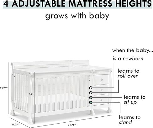 DaVinci Kalani 4-in-1 Convertible Crib and Changer Combo in Chestnut in Kuwait
