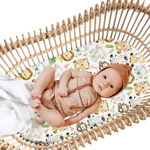 Stretchy Bassinet Sheet, Breathable Universal Cradle Sheet for Rectangle, Oval, or Hourglass Bassinet Pads/Mattress, Ultra Soft Fitted Sheets for Baby Boys Girls in Saudi Arabia