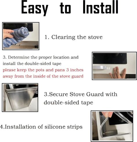 واقي موقد من الحديد المقاوم للصدأ مقاس 38 بوصة لسلامة الأطفال، واقي موقد غاز قابل للتعديل مع حماية مزدوجة من الأمام والجوانب - سهل التركيب in Kuwait