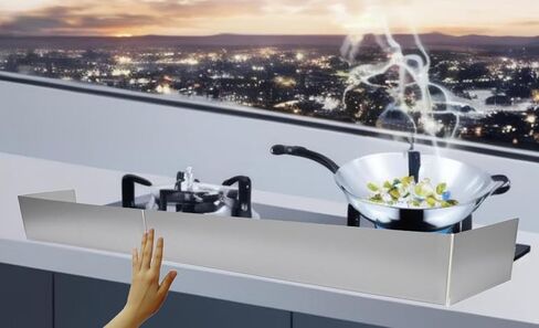 واقي موقد من الحديد المقاوم للصدأ مقاس 38 بوصة لسلامة الأطفال، واقي موقد غاز قابل للتعديل مع حماية مزدوجة من الأمام والجوانب - سهل التركيب in Kuwait