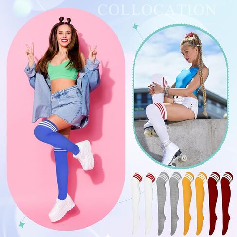 Syhood 36 Pairs over Knee Thigh Socks Thigh High Socks for Women Leg Warmer High Socks Long Stocking for Winter Daily Wear in Saudi Arabia