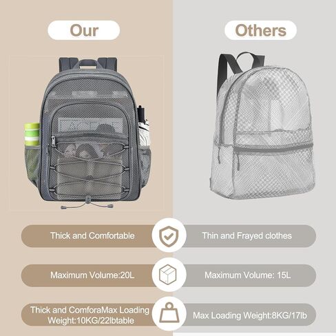 Mesh Backpacks for School, Heavy Duty Mesh School Bags for Boys and Girls See Through with Adjustable Straps for Swimming, Fitness, Sports, Carry Portable Oxygen Concentrators in Kuwait