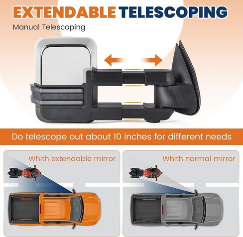 Pair Black Power Fold Towing Mirrors Compatible with 07-13 GMC Serria Yukon Chevy Silverado Suburban Tahoe w/Turn Light,Control Switch, Backup Lamp in Kuwait